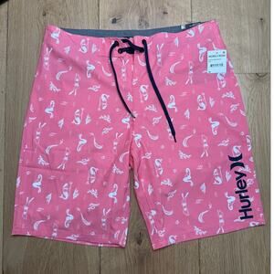 NWT Hurley Men's Deep Sea 20" Pink Swim Board Shorts Mermaid Ocean Beach 30